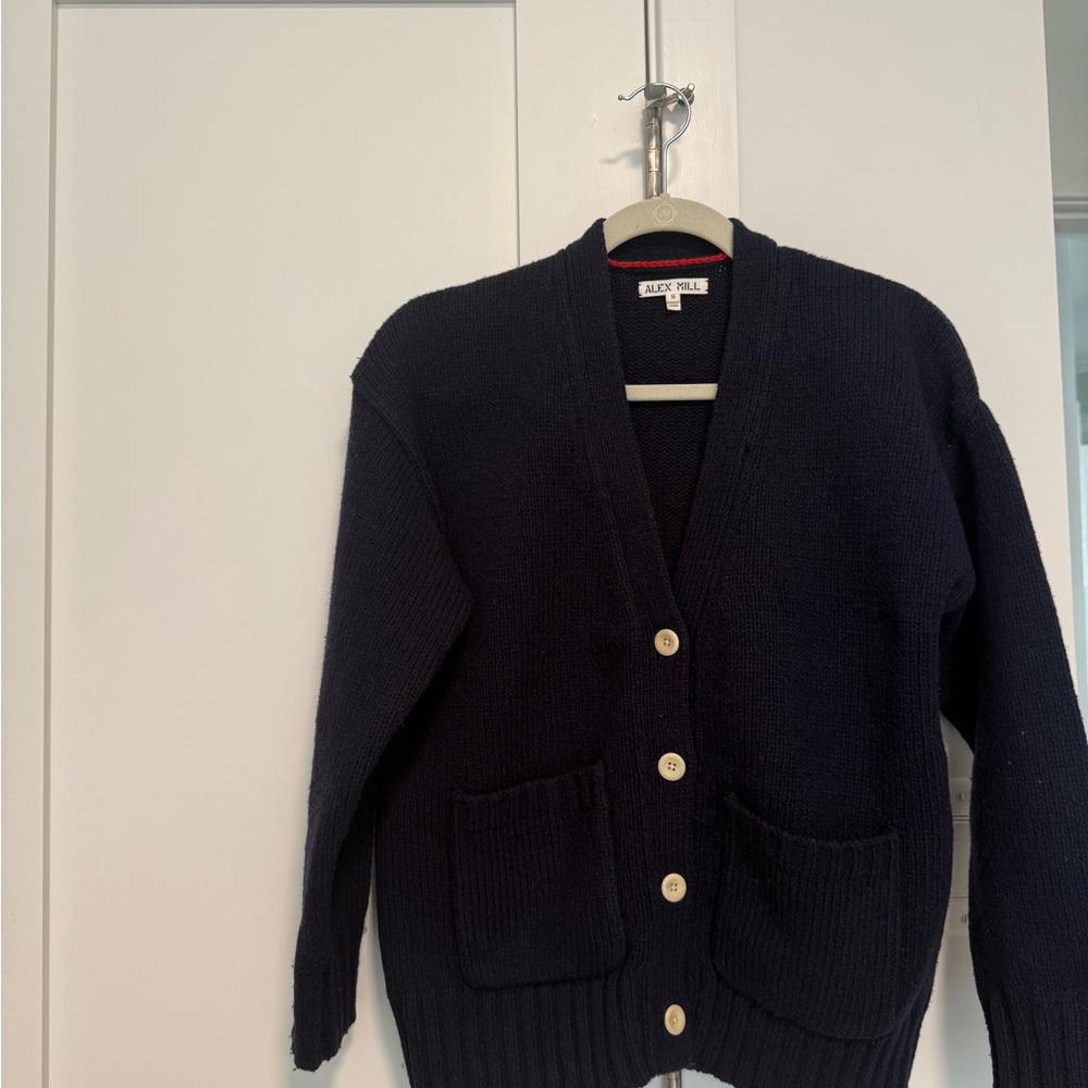 Alex Mill Emma Navy Cardigan with Cream Buttons